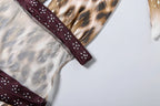 Leopard Print Halter Maxi Dress Backless Sleeveless