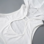 Y2K White Hooded Hollow Out Crop Tank Top