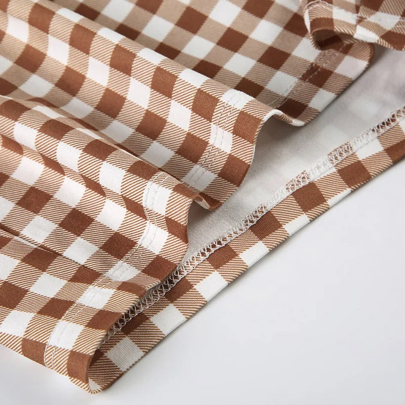 Summer Plaid Short Sleeve Pajama Set