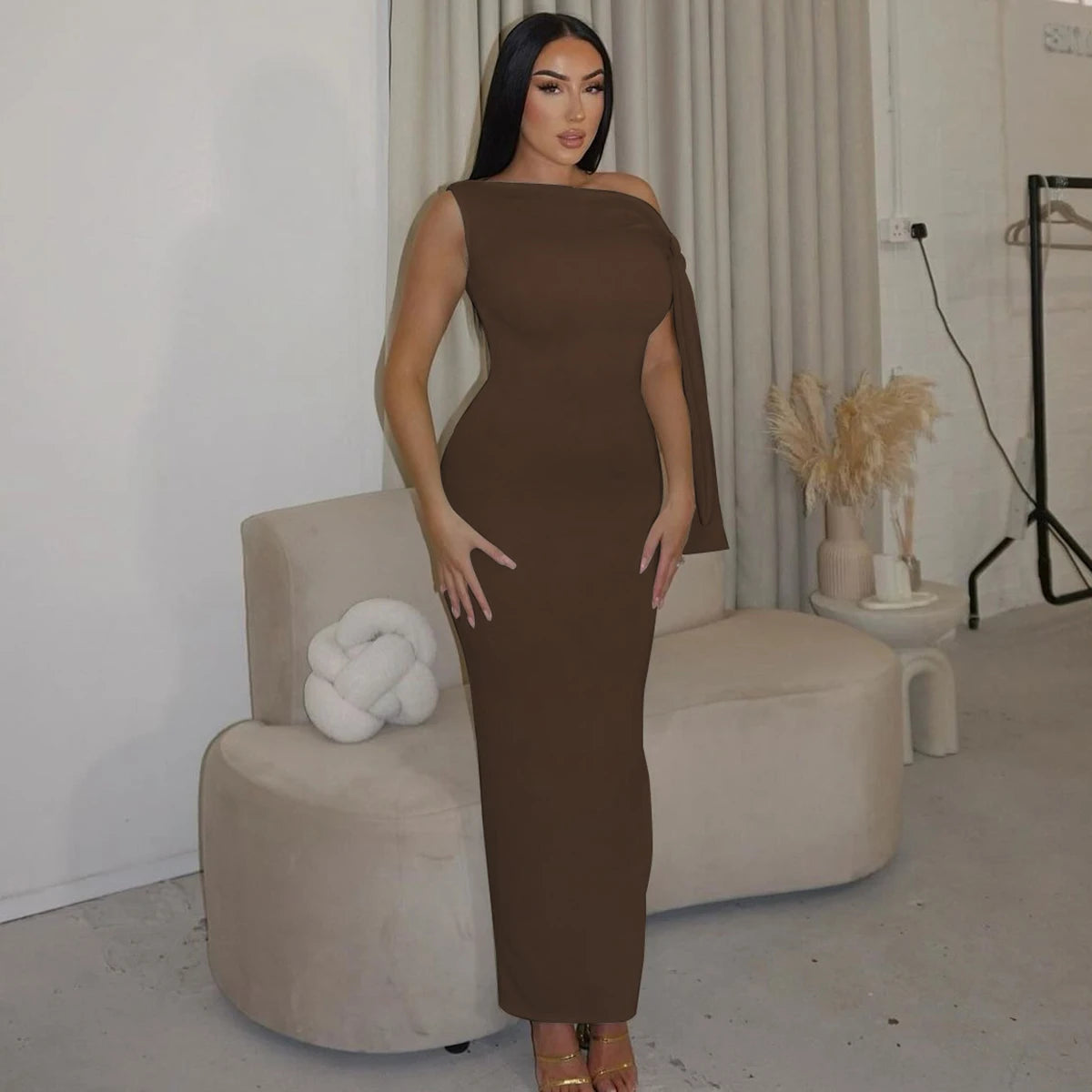 Sleeveless Bodycon Maxi Dress - Patchwork O-Neck