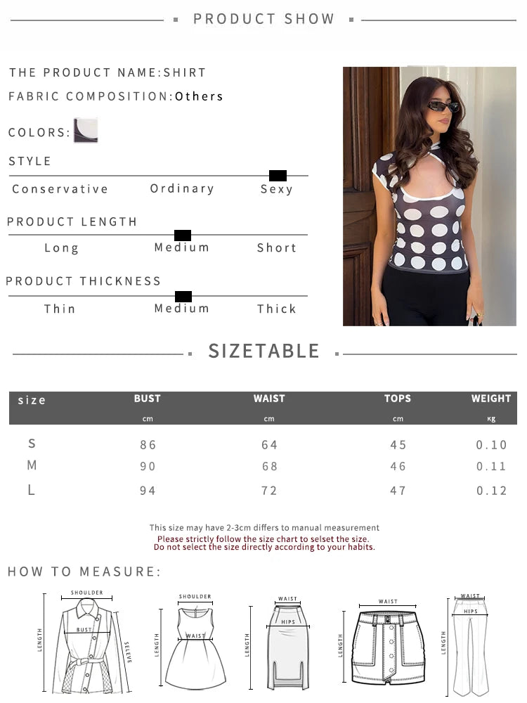 Polka Dot Print Sleeveless Top For Women V Neck