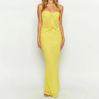 Off Shoulder Two Piece Tube Top And Layered Ruffle Maxi Skirt Set