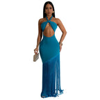 Maxi Dress Women Sleeveless Tassel Detail