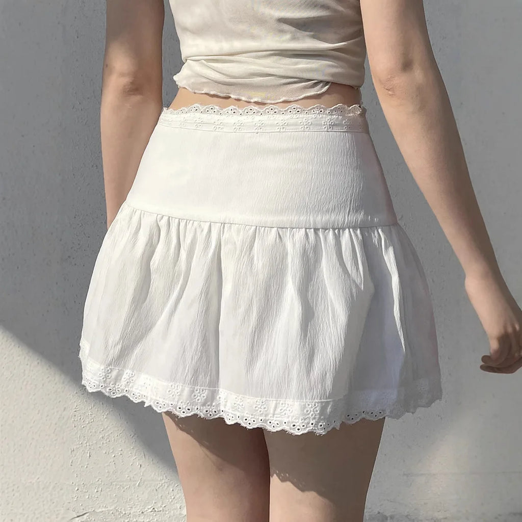 High Waist White Lace Cake Skirt Female Slim A l Skirt