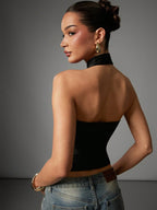 Women’s Halter Neck Backless Crop Top