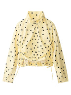 Yellow Polka Dot Pleated Set With Balloon Shorts And Cropped Top