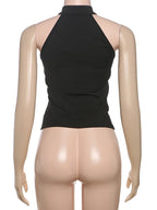 Chic Hollow Tank Top With Buckle Detail