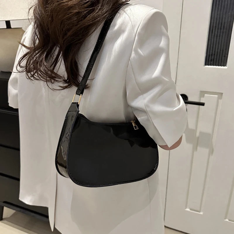 Retro Solid PU Leather Shoulder Bag For Women Chic Casual Hobo