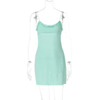 Mesh Ruffle Backless Mini Sundress