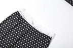 Black Lace Patchwork Two Piece Set With Backless Tube Top And Polka Dot Skirt