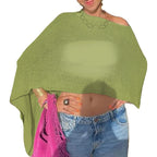 Off Shoulder Knit See Through Lightweight Pullover