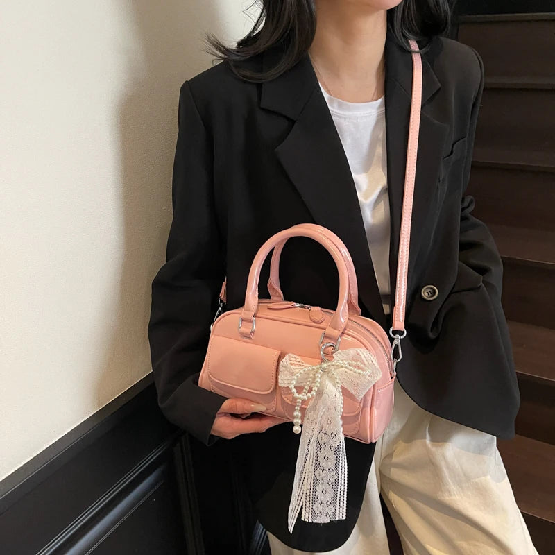 Minimalist PU Leather Crossbody With Pocket Design For Women Mini Square Shoulder Style