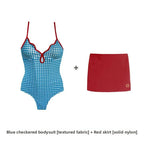 Women's Plaid One-Piece Swimsuit with Separate Two-Piece