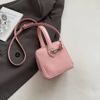 Mini Box PU Leather Crossbody Bag With Short Handle Phone Friendly Compact