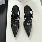 Sparkle Rhinestone Patent Leather Sandal With Thin Strap