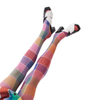 Tie Dye Mesh Stockings With Sheer Finish And Hollow Out Pattern