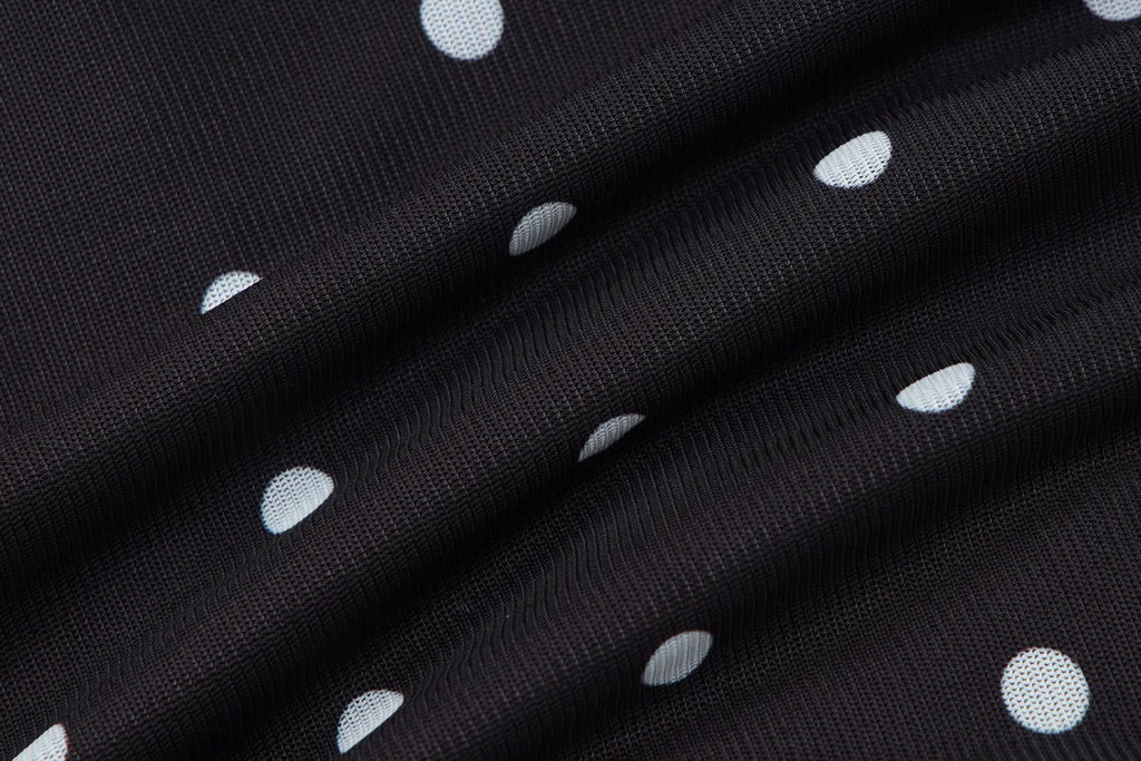 Dot Print Square Neck Mesh Tee
