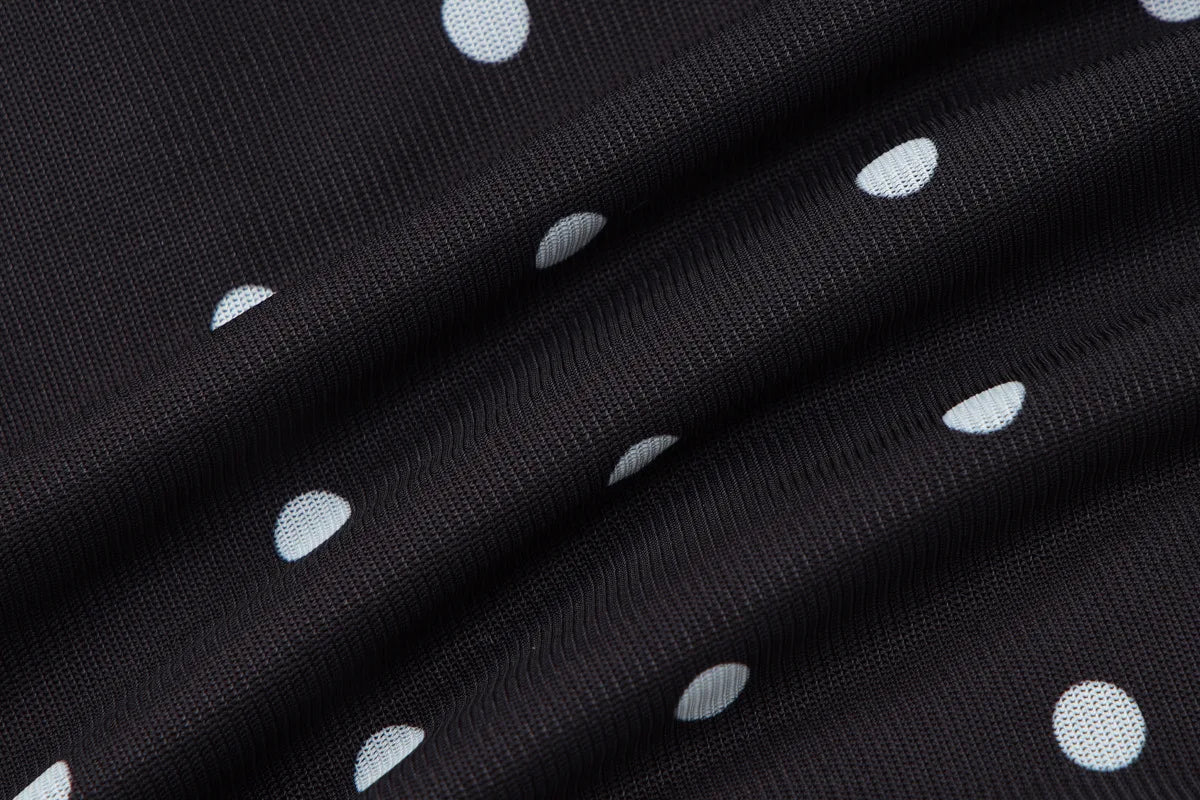 Dot Print Square Neck Mesh Tee