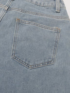 Floral Design Sense Casual Denim Trousers For Women High Waist Spliced Button  Loose Wide Leg Pants