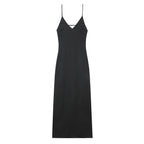 Sling Long Dress With V Neck Backless Elegant Sleeveless