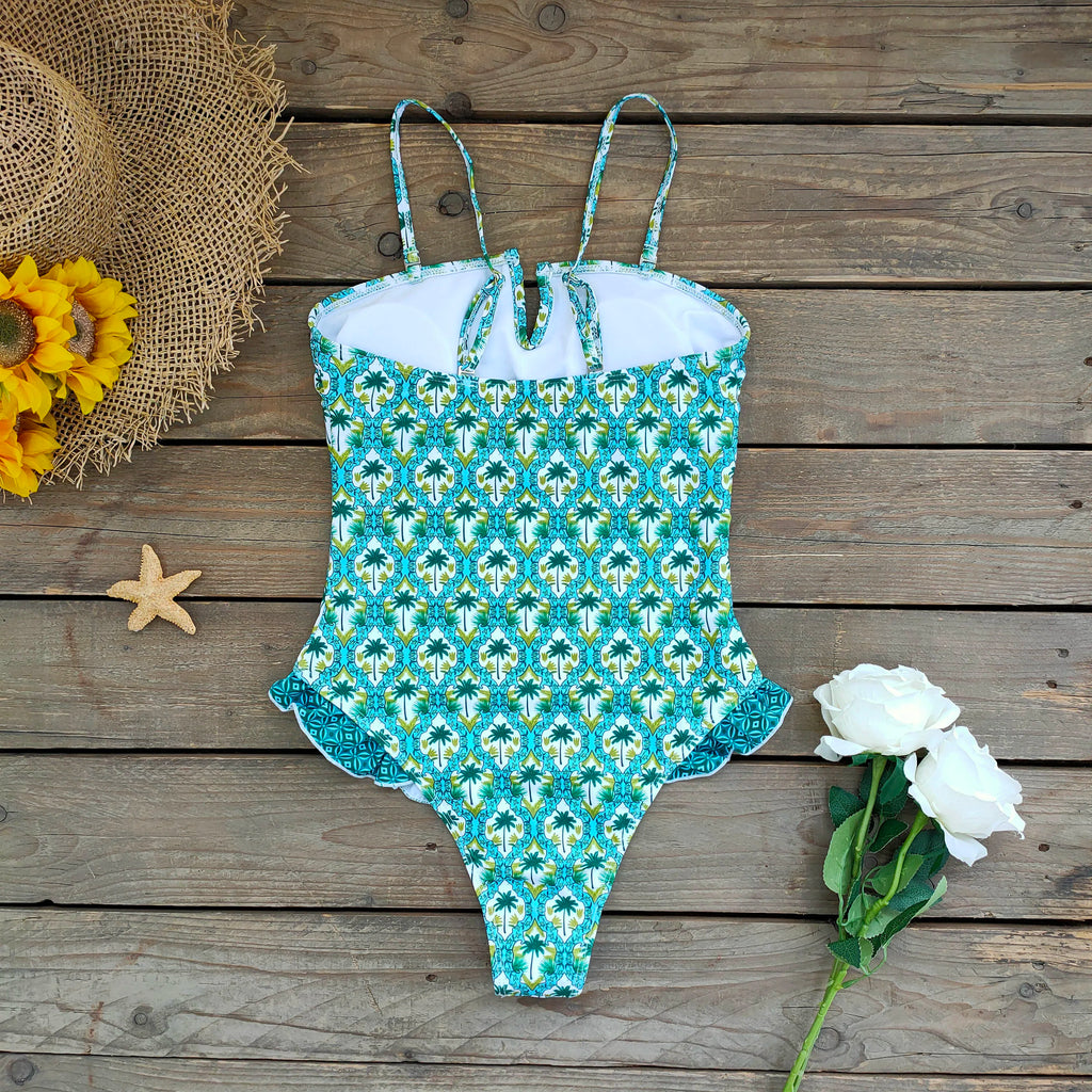 Bandage One Piece Swimsuit Women Swimwear Ruffle Bodysuit Monokini