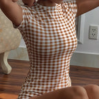 Summer Plaid Short Sleeve Pajama Set