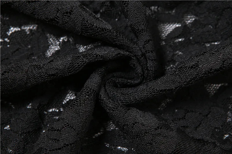 Sexy Lace Black Maxi Dress Nightclub Bodycon Silhouette