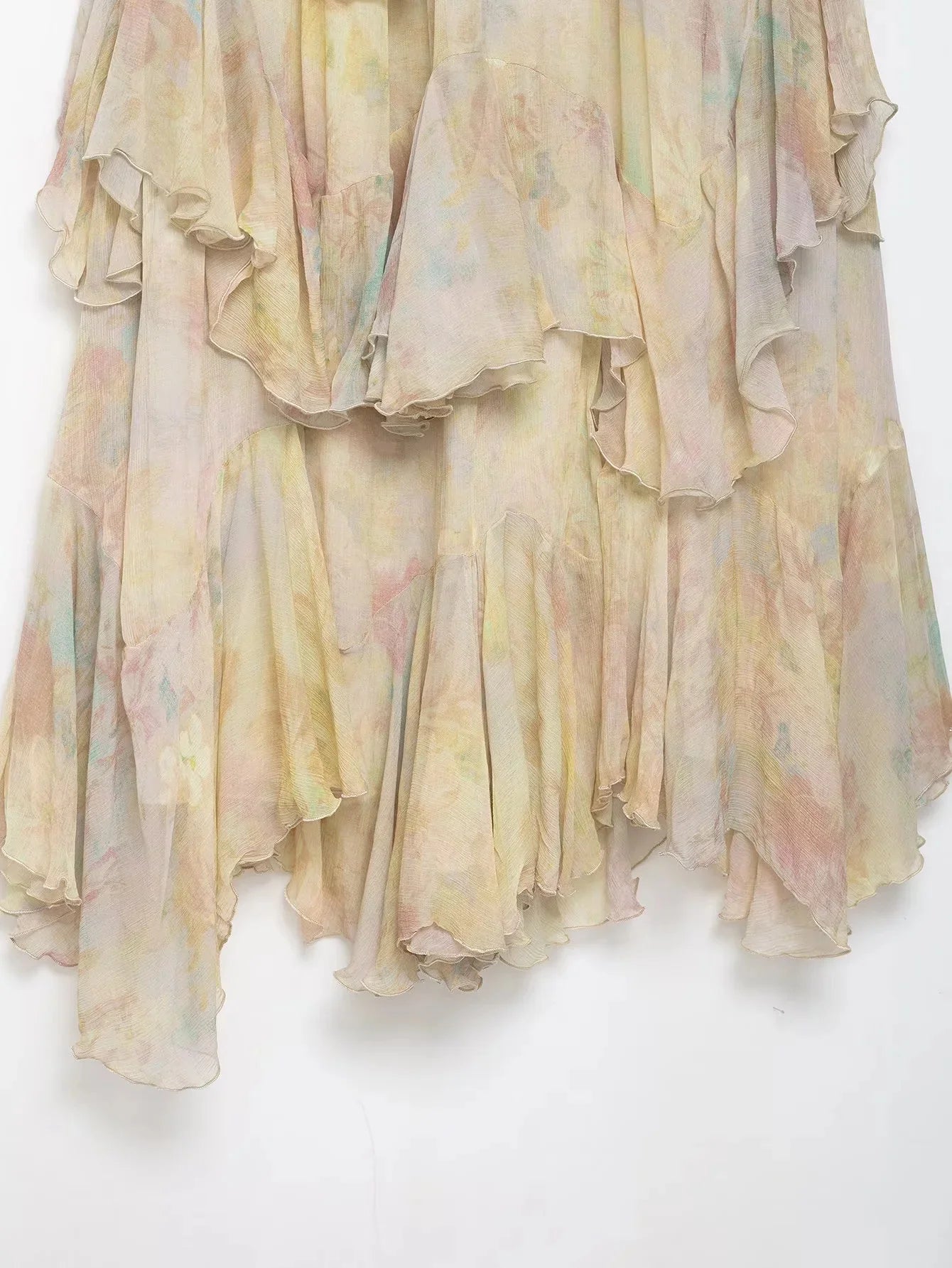 Tiered A-Line Print Ruffle Skirt