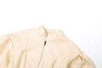 Stripe Zipper Cardigan And Ruched Mini Skirt Set