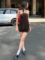 Sexy Halter Backless Mini Dress Ruched