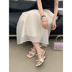 Chic Patent Leather Square Toe Heels With Bow Knot