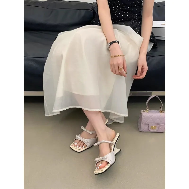 Chic Patent Leather Square Toe Heels With Bow Knot