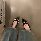 Elegant Floral Summer Sandals With Low Heel And Belt Strap