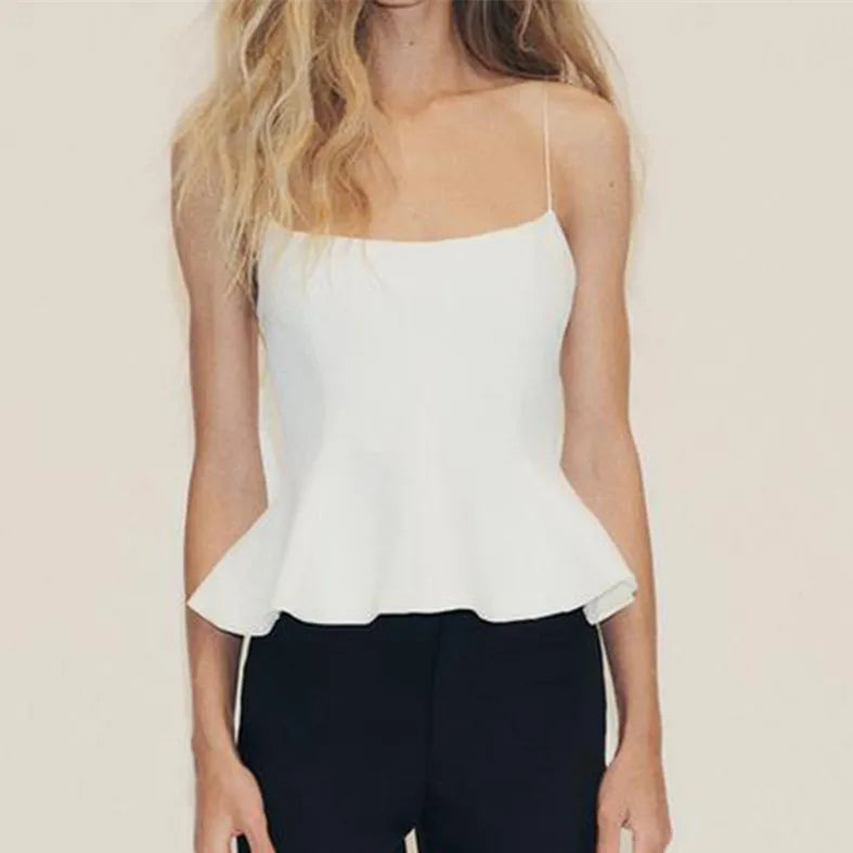 Open Back Flared Hem Cami Tank Top