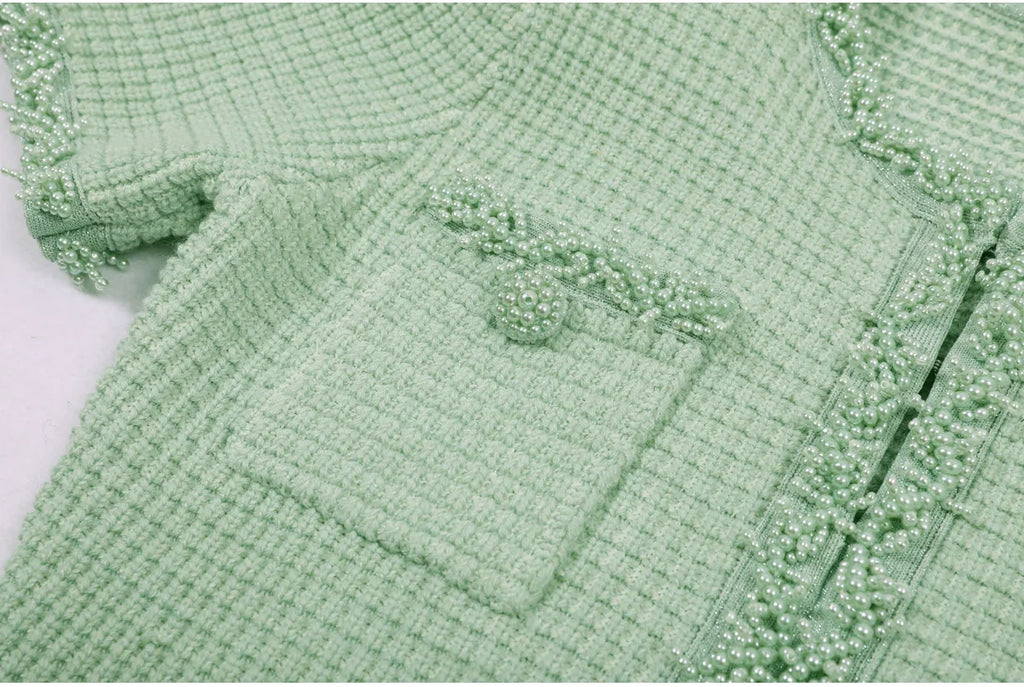 Beaded Knit A Line Dress
