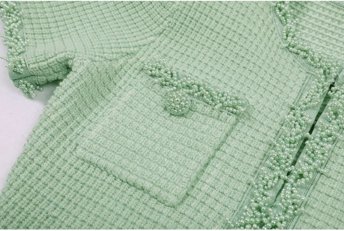 Beaded Knit A Line Dress