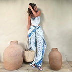 Playful Printed Vest And Trouser Set For Women Two Piece With Sleeveless Slip Top