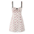 Floral Print Women Sexy Hollow Out Backless A-line Sling Mini Dress