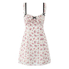 Floral Print Women Sexy Hollow Out Backless A-line Sling Mini Dress