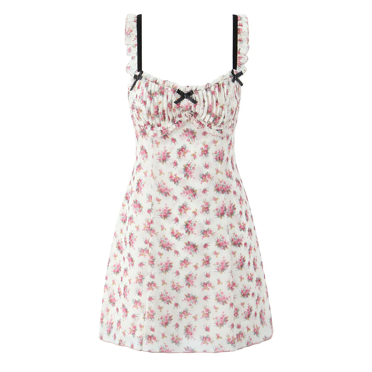 Floral Print Women Sexy Hollow Out Backless A-line Sling Mini Dress