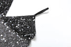 Sequined Patchwork Mesh Camisole With V-Neck Backless