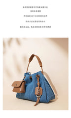 Denim Day Bag With Minimalist Crossbody