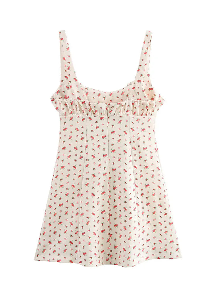 Sweet Floral Waist Slim Fit Suspender Playful Chic Mini