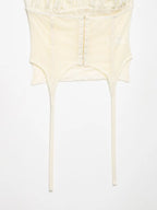 Female Slim Fit Square Neck Puff Sleeve Lace Ruched Corset Waist Short Blouse