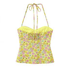 Floral Poplin Spaghetti Strap Top Flowy Lightweight Blouse