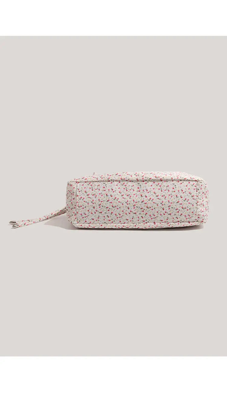 Fairycore Floral Canvas Shoulder Bags With Drawstring