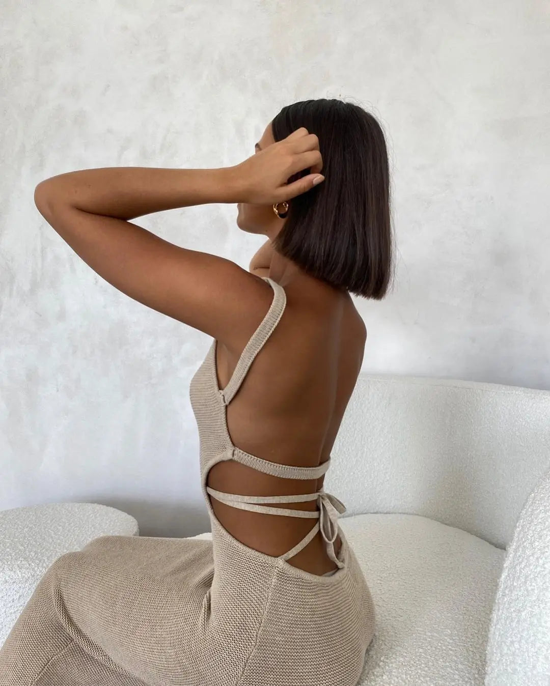 Backless Knit Maxi Dress With Straps