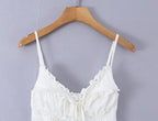Sleek Backless V Neck Bow Crop Camisole Top