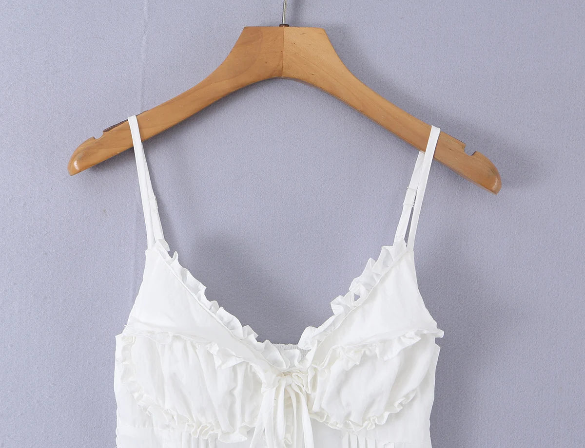 Sleek Backless V Neck Bow Crop Camisole Top
