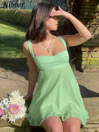 Cutout Backless Slim Sling Dress With Ruffle